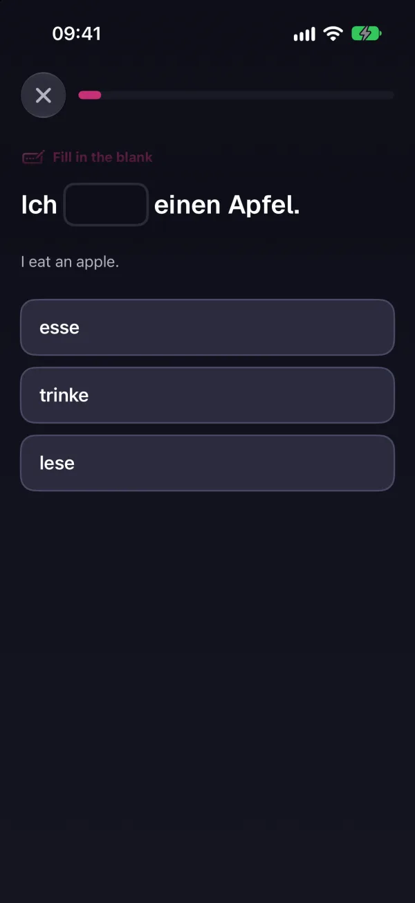 An Immerso lesson exercise